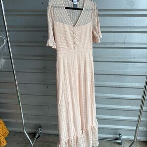 BCBGMaxAzria Cream Tiered Ruffled Sundress